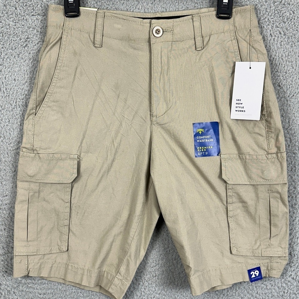 Kohls Premier Flex Shorts Cargo Men 29 Tan Flat Front Stretch Outdoor Casual NEW